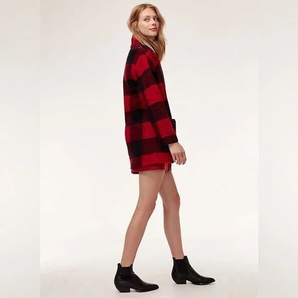 WILFRED FREE Aritzia Neelam Wool Blend Jacket Sz XXS Red Buffalo Plaid - Picture 5 of 12